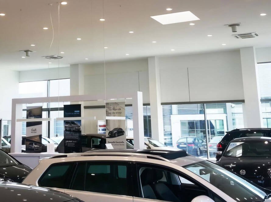 Optimizing Showroom Climate with Airius Suspended Series Fans at Volkswagen Showroom